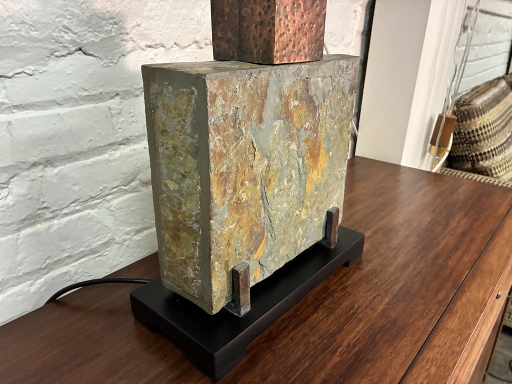 Slate & Hammered Copper Table Lamp - Image 4