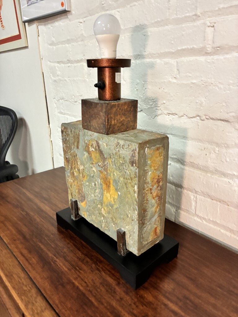 Slate & Hammered Copper Table Lamp - Image 7