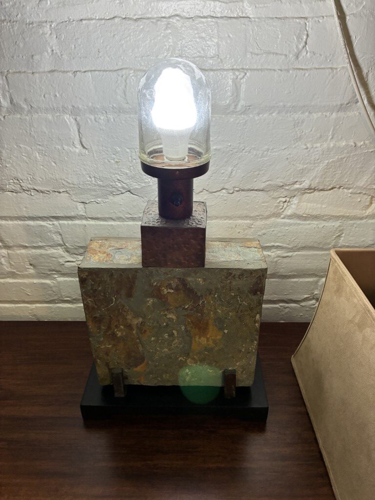 Slate & Hammered Copper Table Lamp - Image 9