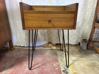 Danish Modern Teak Nightstand, Drawer, Hairpin Legs