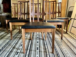 6 Broyhill Brasilia Mid Century Modern Walnut Dining Chairs