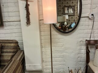 Brass & White Marble Floor Lamp w/ Floor Switch