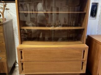 Vintage Bowfront Teak Display Cabinet