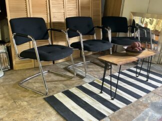 Black Cantilever Chairs w/ Chrome Frames
