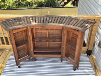 Collapsible, Flip Top, Rolling Teak Bar