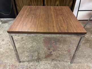 Knoll Chrome & Wood Veneer End Table